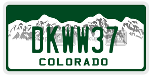 DKWW37  license plate in CO