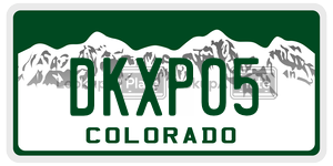 DKXP05 license plate in Colorado