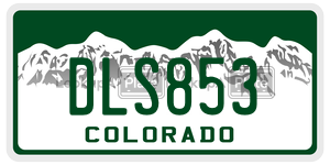 DLS853  license plate in CO