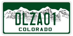DLZA01  license plate in CO