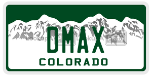 DMAX  license plate in CO