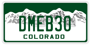 DMEB30  license plate in CO