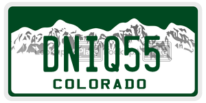 DNIQ55 license plate in Colorado