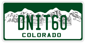 DNIT60 license plate in Colorado