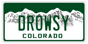 DROWSY  license plate in CO