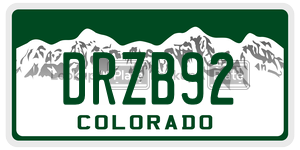 DRZB92 license plate in Colorado