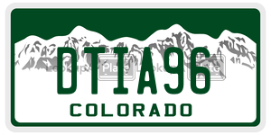DTIA96 license plate in Colorado