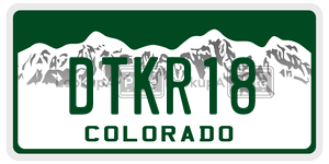 DTKR18  license plate in CO