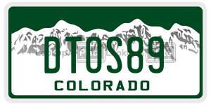 DTOS89 license plate in Colorado
