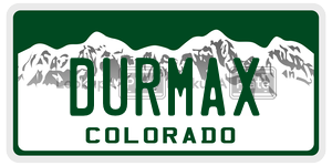 DURMAX  license plate in CO