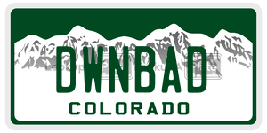 DWNBAD  license plate in CO