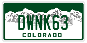 DWNK63  license plate in CO