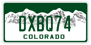 DXBQ74 license plate in Colorado