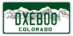DXEB00  license plate in CO