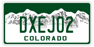 DXEJ02 license plate in Colorado