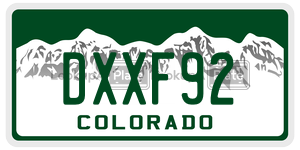 DXXF92 license plate in Colorado