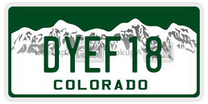 DYEF18  license plate in CO