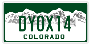 DYOX14  license plate in CO