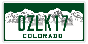 DZLK17  license plate in CO