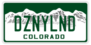 DZNYLND  license plate in CO