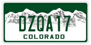 DZQA17  license plate in CO