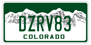 DZRV83  license plate in CO