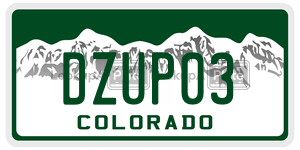 DZUP03  license plate in CO
