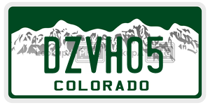 DZVH05  license plate in CO