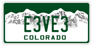 E3VE3  license plate in CO