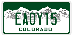 EAOY15  license plate in CO