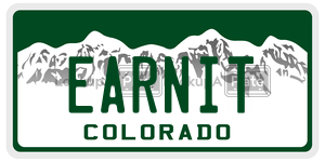 EARNIT  license plate in CO