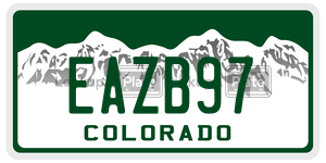 EAZB97  license plate in CO