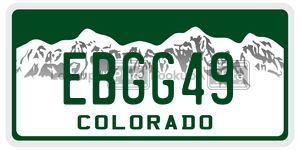 EBGG49  license plate in CO