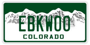 EBKW00  license plate in CO