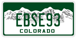 EBSE93  license plate in CO