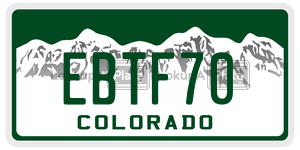 EBTF70  license plate in CO
