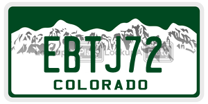 EBTJ72  license plate in CO