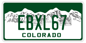 EBXL67  license plate in CO