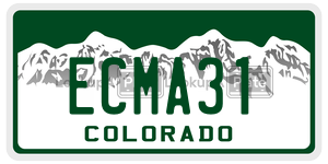 ECMA31 license plate in Colorado