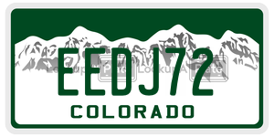 EEDJ72 license plate in Colorado