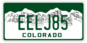 EELJ85  license plate in CO