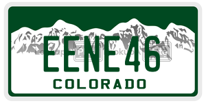 EENE46 license plate in Colorado