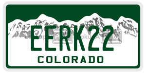 EERK22  license plate in CO