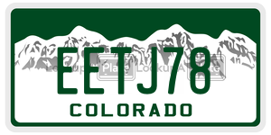 EETJ78  license plate in CO