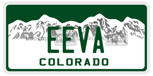 EEVA license plate in Colorado