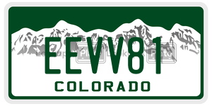 EEVV81  license plate in CO