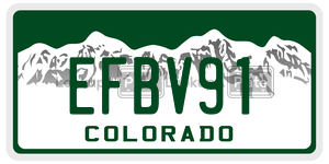 EFBV91  license plate in CO