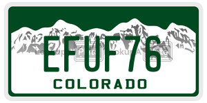 EFUF76  license plate in CO