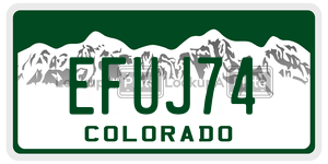 EFUJ74 license plate in Colorado