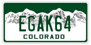 EGAK64  license plate in CO